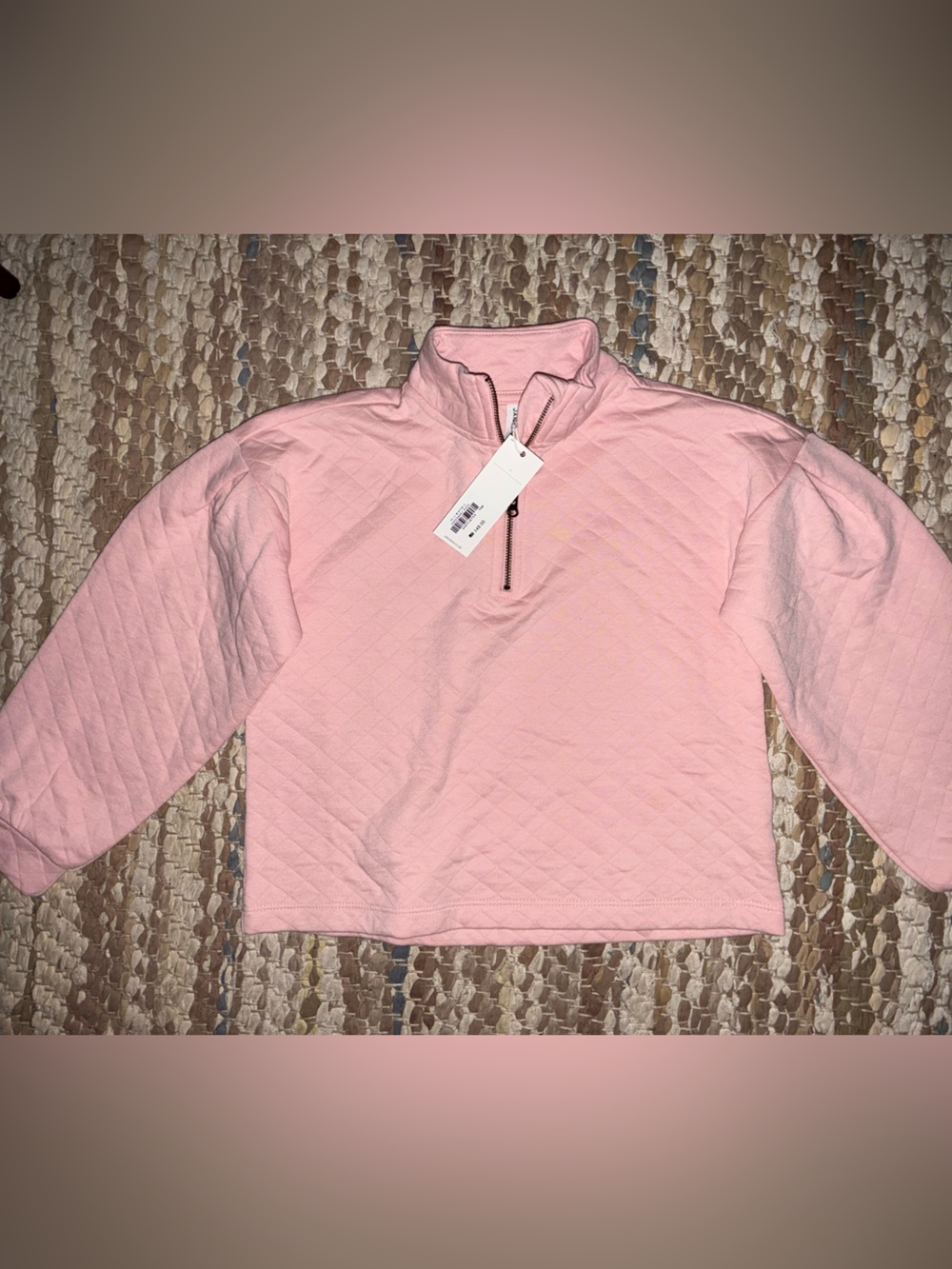 Janie and Jack Quilted Pink Half-Zip Pullover